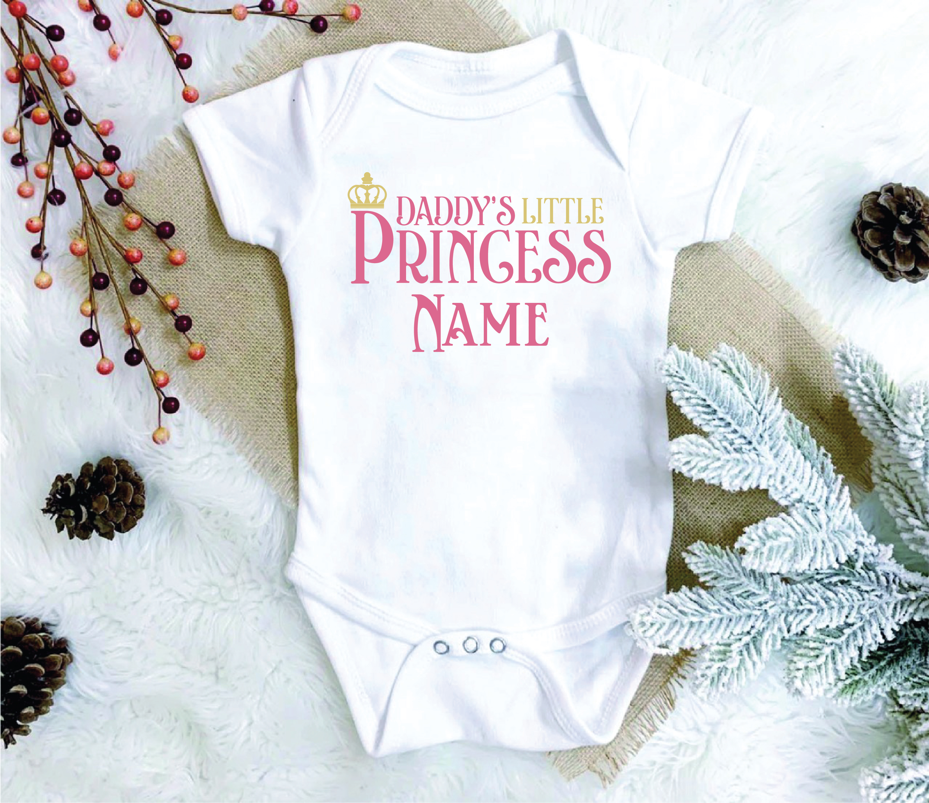 Personalised Daddy's Little Princess White Cotton Baby Romper